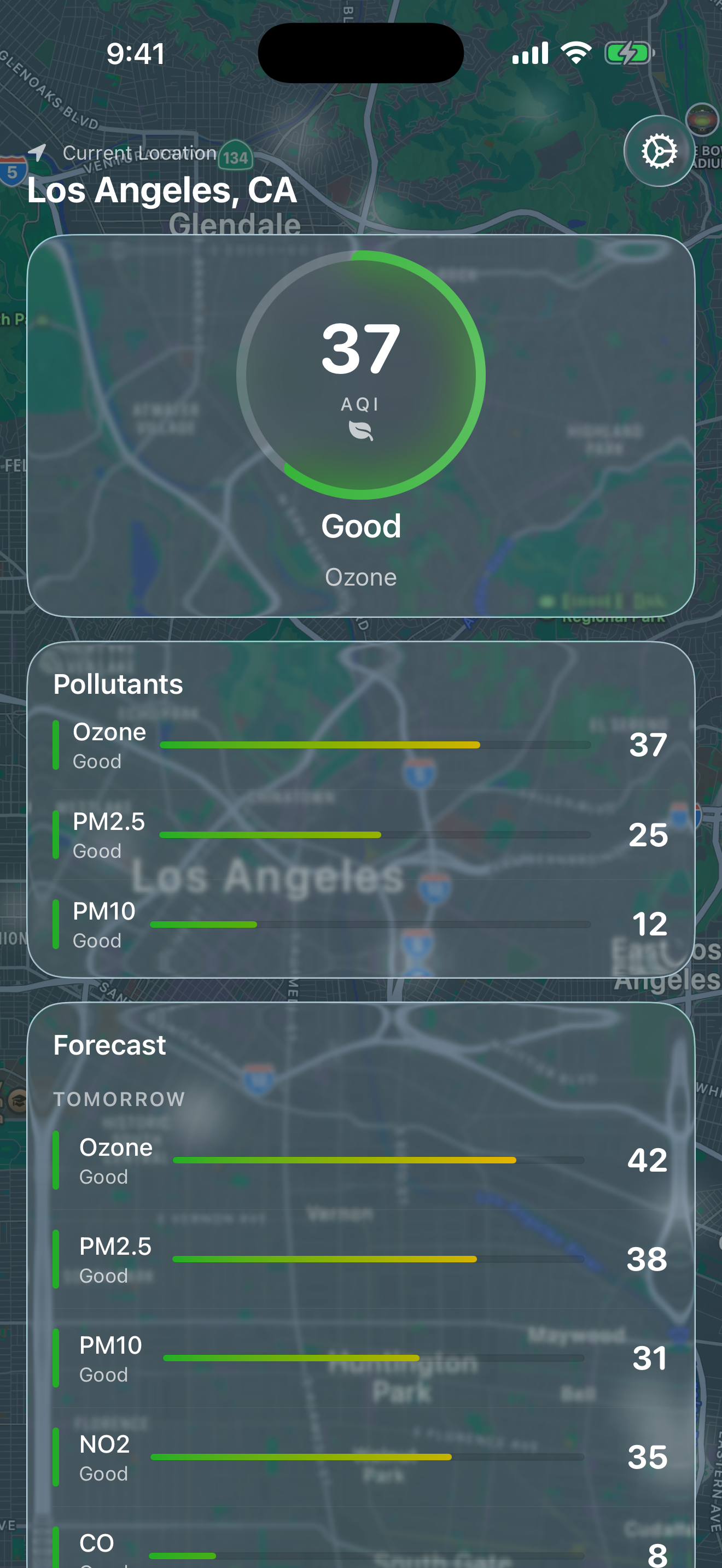 Smog Report dashboard view